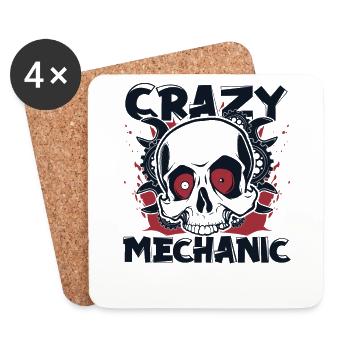 Crazy Mechanic Mécanicien automobile Mécatronique Technicien automobile - Dessous de verre (lot de 4) - blanc - Devant