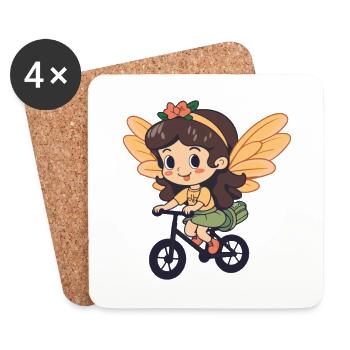 Fée Mignon Vélo Bande Dessinée - Dessous de verre (lot de 4) - blanc - Devant
