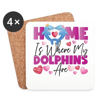 Dolphin Home Is Where My Dolphins - Untersetzer (4er-Set) - Weiß - Vorne