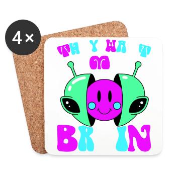 Alien, UFO, UAP, Space, Space Flying Object - Coasters (set of 4) - white - Front