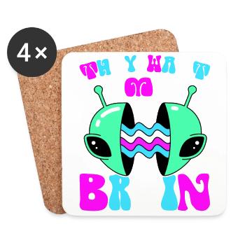 Alien, UFO, UAP, Space, Space Flying Object - Coasters (set of 4) - white - Front