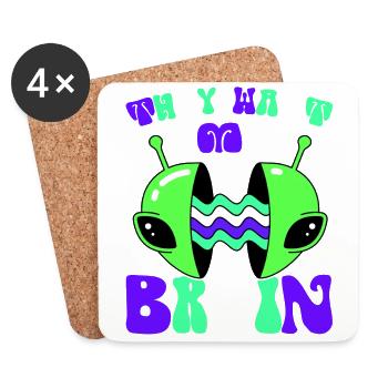 Alien, UFO, UAP, Space, Space Flying Object - Coasters (set of 4) - white - Front