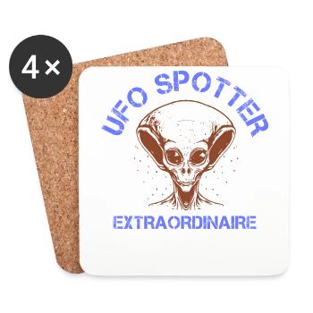 Alien, UFO, UAP, Space, Weltraum Flugobjekt - Untersetzer (4er-Set) - Weiß - Vorne