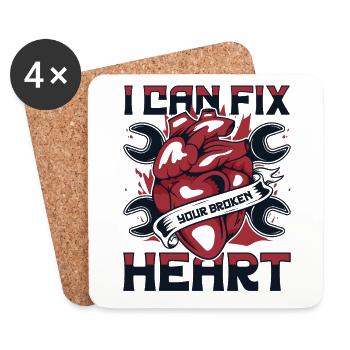 I Can Fix Your Broken Heart Autoschrauber Kfz - Untersetzer (4er-Set) - Weiß - Vorne