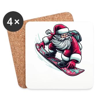 Santa Clause Snowboard Ride - Coasters (set of 4) - white - Front