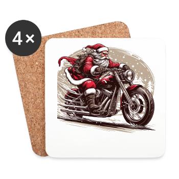 Motorbike Santa Clause Riding home for Christmas - Coasters (set of 4) - white - Front