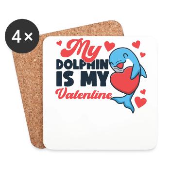 Dolphin Valentines Day My Dolphin - Coasters (set of 4) - white - Front