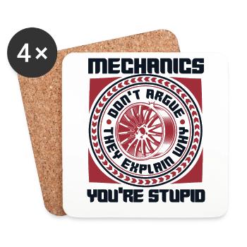 Mechanics Don't Argue Autoschrauber Meister Kfz - Untersetzer (4er-Set) - Weiß - Vorne
