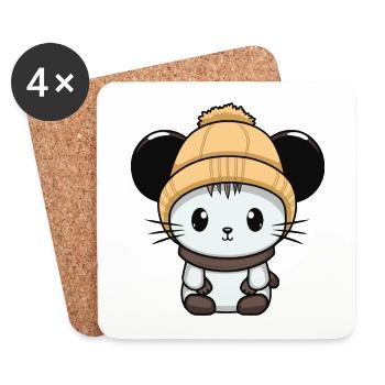 Mouse Winter Animal Cute Comic - Coasters (set of 4) - white - Front