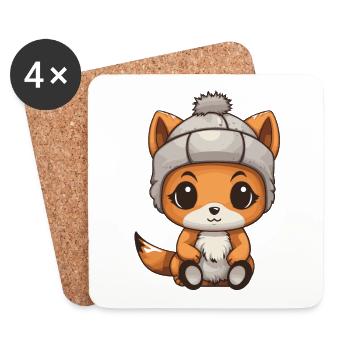 Squirrel Winter Animal Cute Comic - Coasters (set of 4) - white - Front