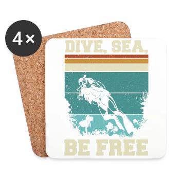 Scuba Diving, Scuba Diving, Holiday Sea Diver - Coasters (set of 4) - white - Front
