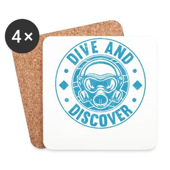 Plongée sous-marine, Plongée sous-marine, Vacances en mer - Dessous de verre (lot de 4) - blanc - Devant
