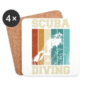 Plongée sous-marine, Plongée sous-marine, Vacances en mer - Dessous de verre (lot de 4) - blanc - Devant