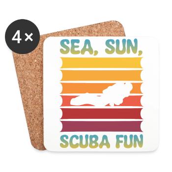 Scuba Diving, Scuba Diving, Holiday Sea Diver - Coasters (set of 4) - white - Front
