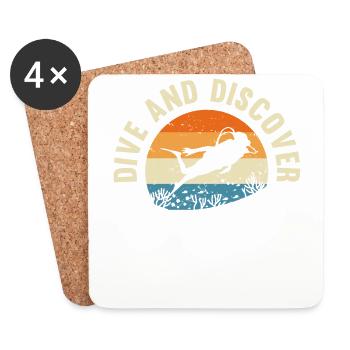 Plongée sous-marine, Plongée sous-marine, Vacances en mer - Dessous de verre (lot de 4) - blanc - Devant