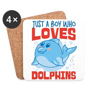 Dolphin Just A Boy Who Loves - Untersetzer (4er-Set) - Weiß - Vorne