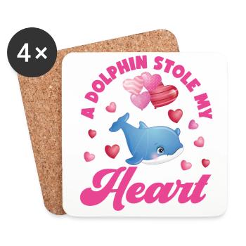 Dolphin Valentines Day A Dolphin - Coasters (set of 4) - white - Front