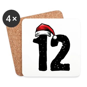 12 Zahl Weihnachten - Untersetzer (4er-Set) - Weiß - Vorne