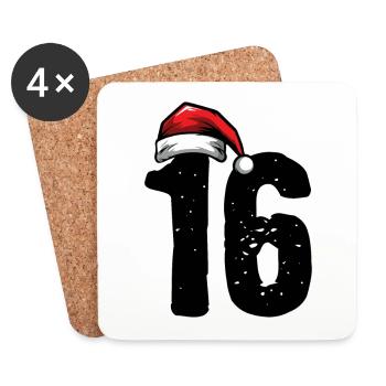 16 Numéro Noël - Dessous de verre (lot de 4) - blanc - Devant