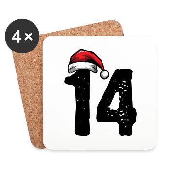 14 Zahl Weihnachten - Untersetzer (4er-Set) - Weiß - Vorne