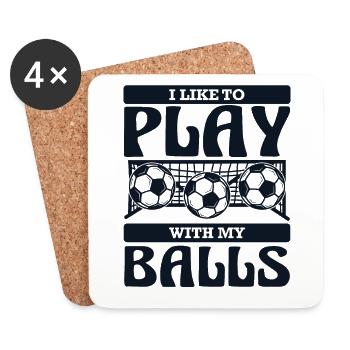 I Like To Play With My Balls Futbol Football - Coasters (set of 4) - white - Front