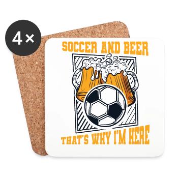 Soccer And Beer That's Why I'm Here Fußball - Untersetzer (4er-Set) - Weiß - Vorne