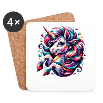 Polygon Unicorn Fairy Tale Magic Horse - Coasters (set of 4) - white - Front