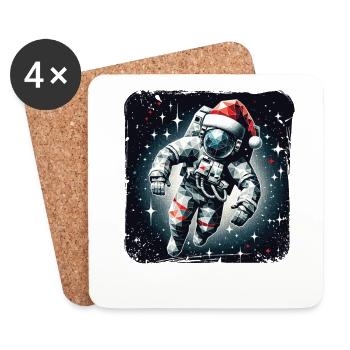 Astronaut Santa Claus Polygon Christmas - Coasters (set of 4) - white - Front