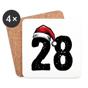 28 Numéro Noël - Dessous de verre (lot de 4) - blanc - Devant