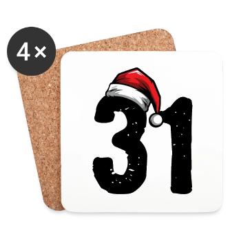 31 Zahl Weihnachten - Untersetzer (4er-Set) - Weiß - Vorne