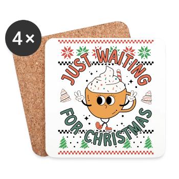 Just waiting for Christmas - Retro Ugly Christmas - Untersetzer (4er-Set) - Weiß - Vorne