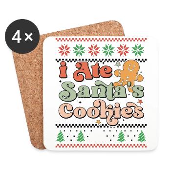 I ate Santa's Cookies - Retro Ugly Christmas Xmas - Untersetzer (4er-Set) - Weiß - Vorne