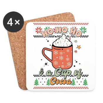 Ho Ho Ho a Cup of Cocoa Retro Ugly Christmas Xmas - Untersetzer (4er-Set) - Weiß - Vorne