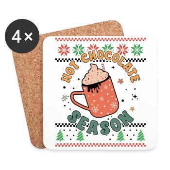 Hot Chocolate Season - Retro Ugly Christmas Xmas - Untersetzer (4er-Set) - Weiß - Vorne