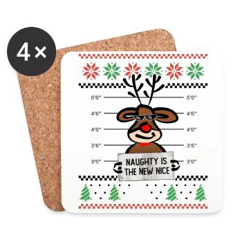 Naughty is the new Nice - Retro Ugly Christmas - Untersetzer (4er-Set) - Weiß - Vorne