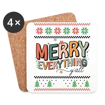 Happy Holidays - Funny Retro Xmas Ugly Christmas - Untersetzer (4er-Set) - Weiß - Vorne