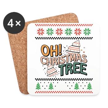 Oh Christmas Tree - Retro Ugly Christmas Xmas - Coasters (set of 4) - white - Front