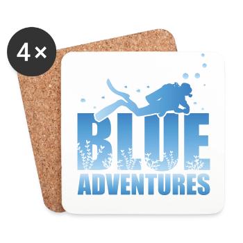 Plongée sous-marine, Plongée sous-marine, Vacances en mer - Dessous de verre (lot de 4) - blanc - Devant