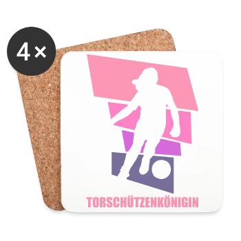 Frauenfußball, Fußball Frauen Soccer Damenfußball - Untersetzer (4er-Set) - Weiß - Vorne