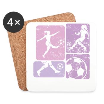 Frauenfußball, Fußball Frauen Soccer Damenfußball - Untersetzer (4er-Set) - Weiß - Vorne