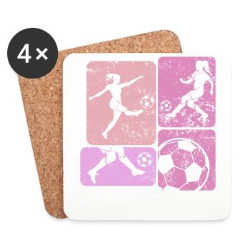 Soccer féminin, Football féminin, Football féminin - Dessous de verre (lot de 4) - blanc - Devant