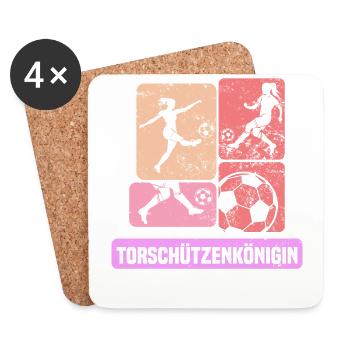 Frauenfußball, Fußball Frauen Soccer Damenfußball - Untersetzer (4er-Set) - Weiß - Vorne