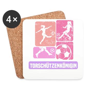 Frauenfußball, Fußball Frauen Soccer Damenfußball - Untersetzer (4er-Set) - Weiß - Vorne