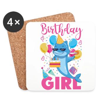 Dauphin Anniversaire Anniversaire Fille - Dessous de verre (lot de 4) - blanc - Devant