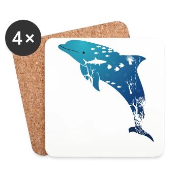Dolphin Marine Life - Untersetzer (4er-Set) - Weiß - Vorne