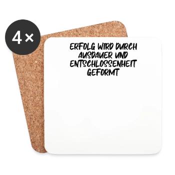 Fitness - Erfolg wird durch Ausdauer und - Untersetzer (4er-Set) - Weiß - Vorne
