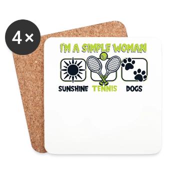 Simple Woman Sunshine Tennis Dogs Racket - Coasters (set of 4) - white - Front