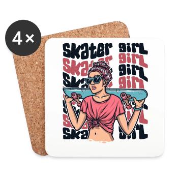 Skater Girl Skaterboy Skatepark Skatergirl Skater - Untersetzer (4er-Set) - Weiß - Vorne