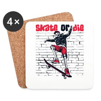 Skate Or Die Skatergirl Skaterboy Skatepark - Untersetzer (4er-Set) - Weiß - Vorne