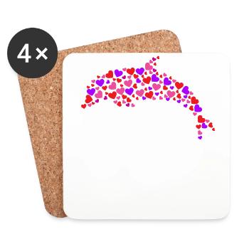 Coeur de dauphin - Dessous de verre (lot de 4) - blanc - Devant